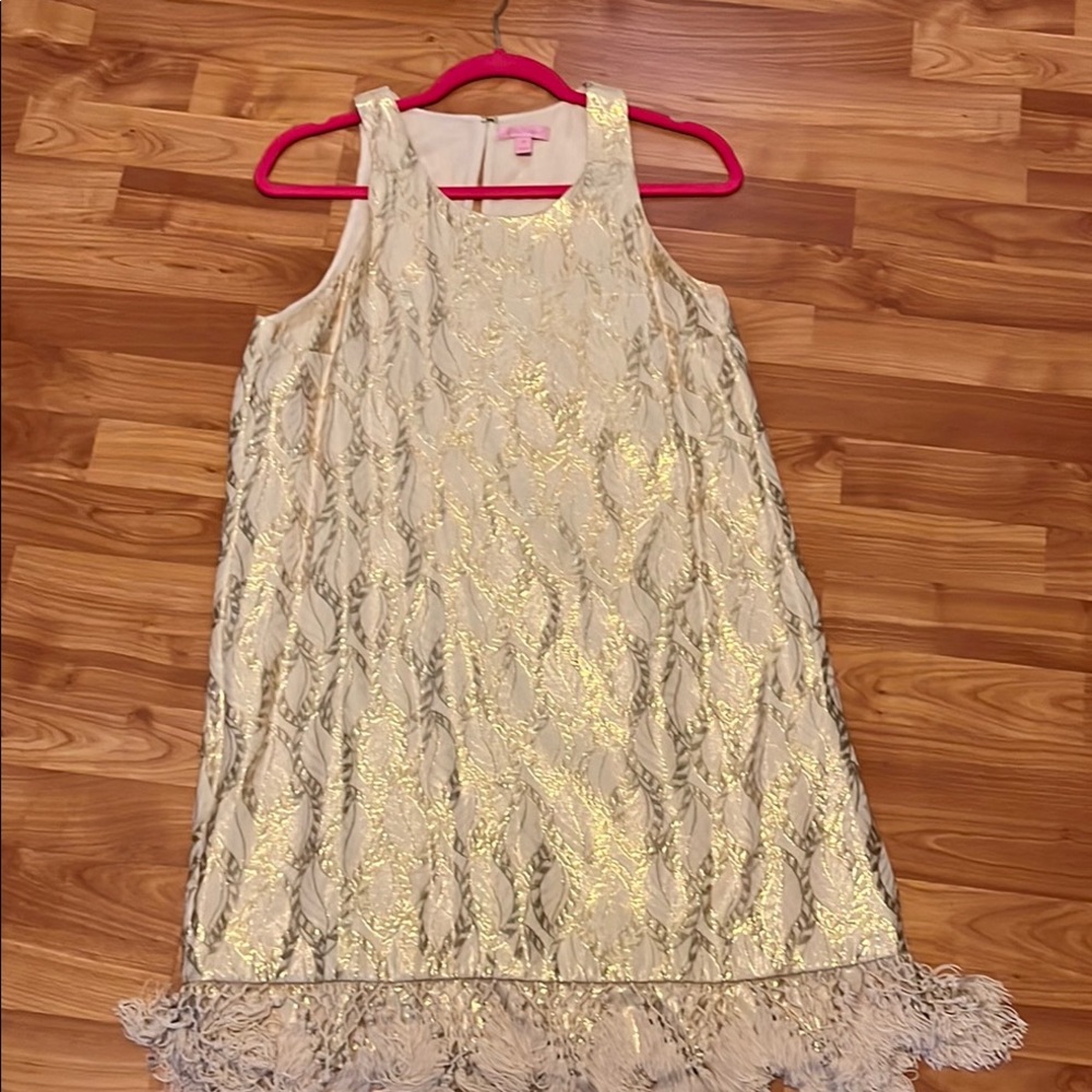 Lilly Pulitzer Gold and Cream Midi Dress